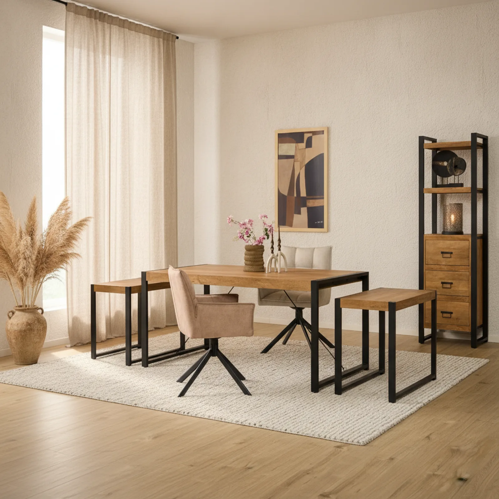 Rechthoekige eettafel Boaz mangohout naturel 180 cm - Starfurn