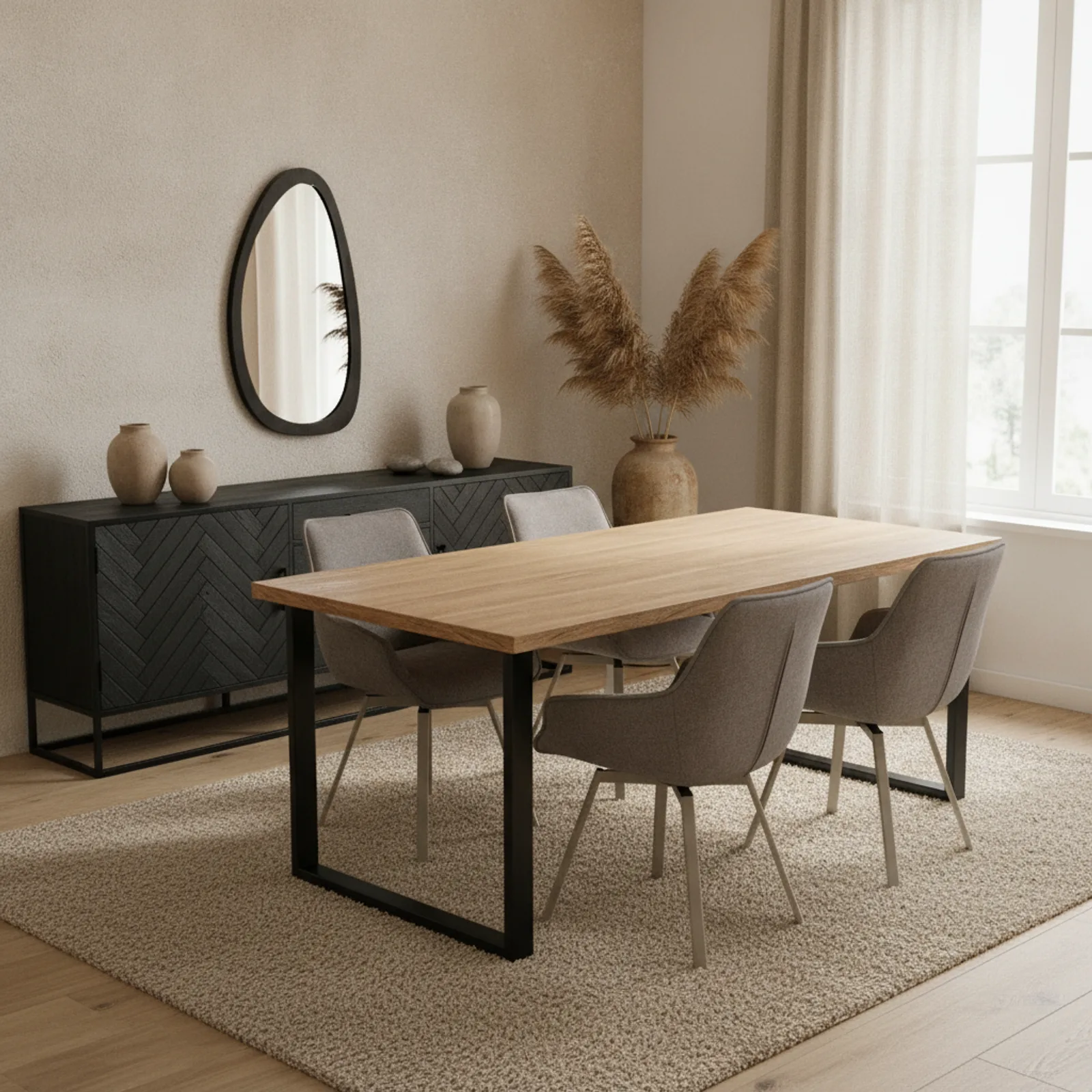 Rechthoekige eettafel Boaz naturel mangohout 220 cm - Starfurn