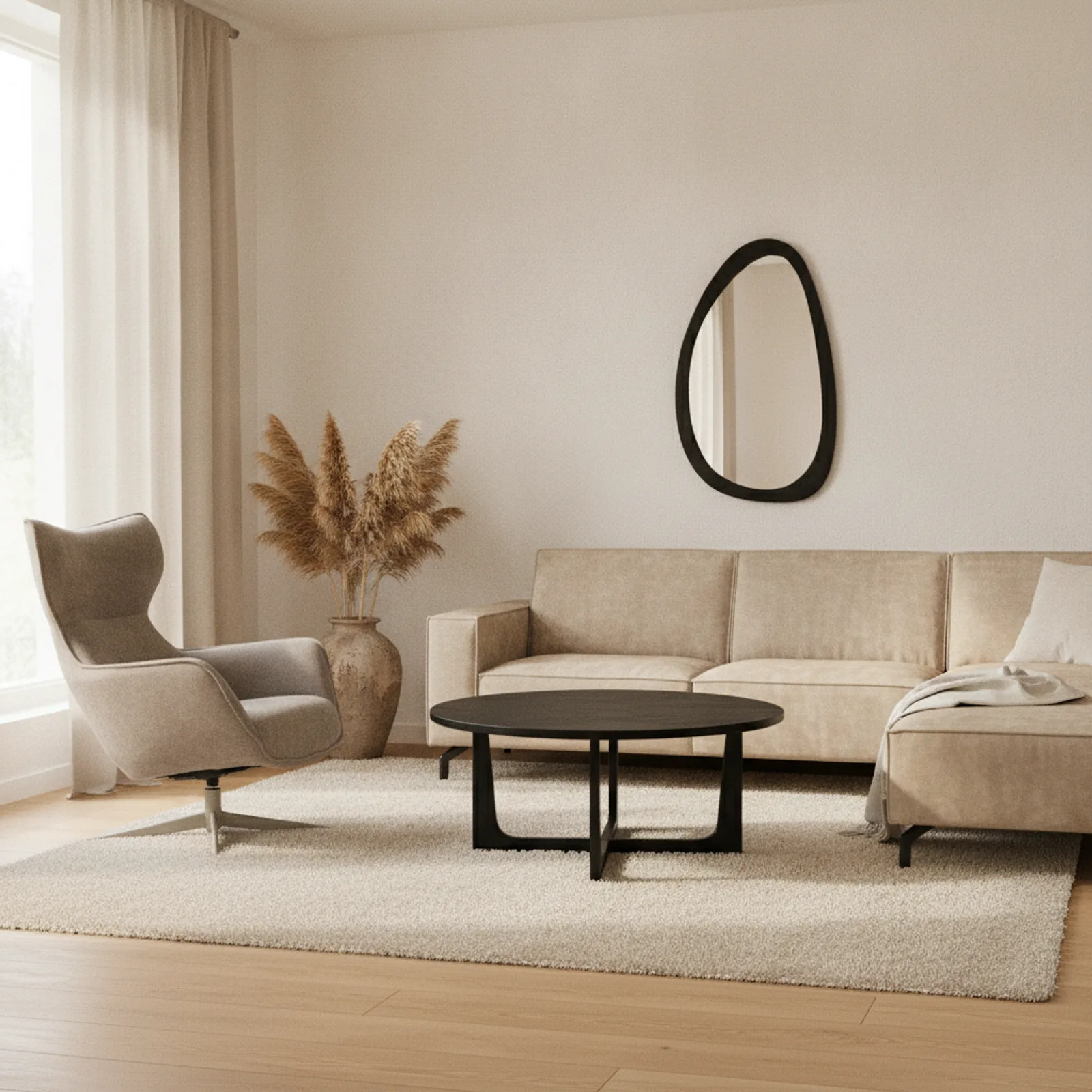 Ronde salontafel Milou zwart mangohout 70 cm - Starfurn
