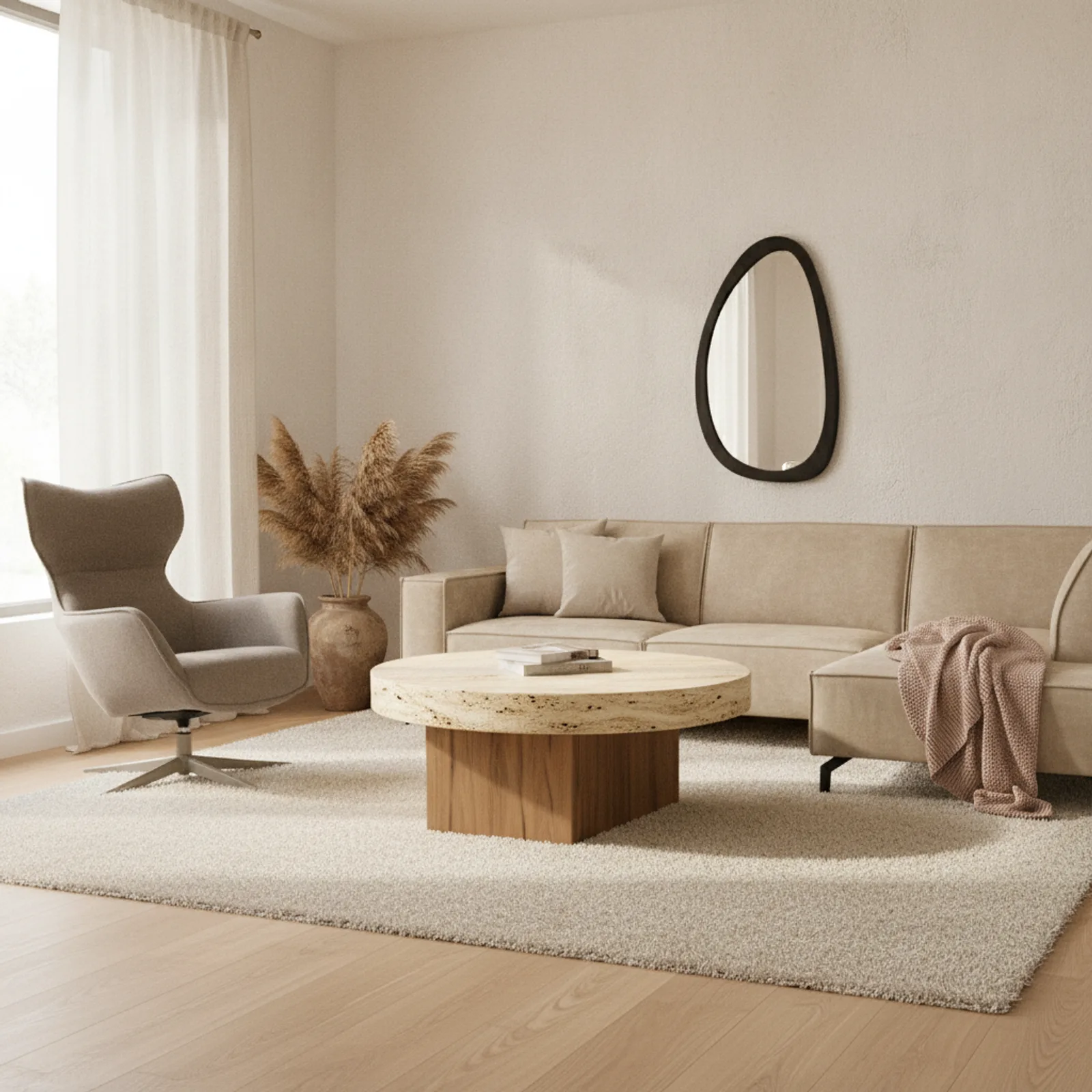 Salontafel Numa Naturel Travertijn, rond 103 cm - Starfurn