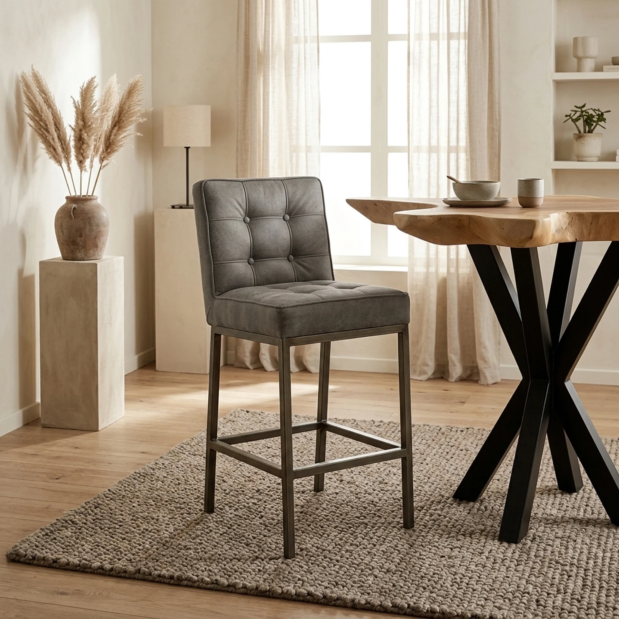 Barstoel Vasco - fabric Amazon 2 grey - Tower Living