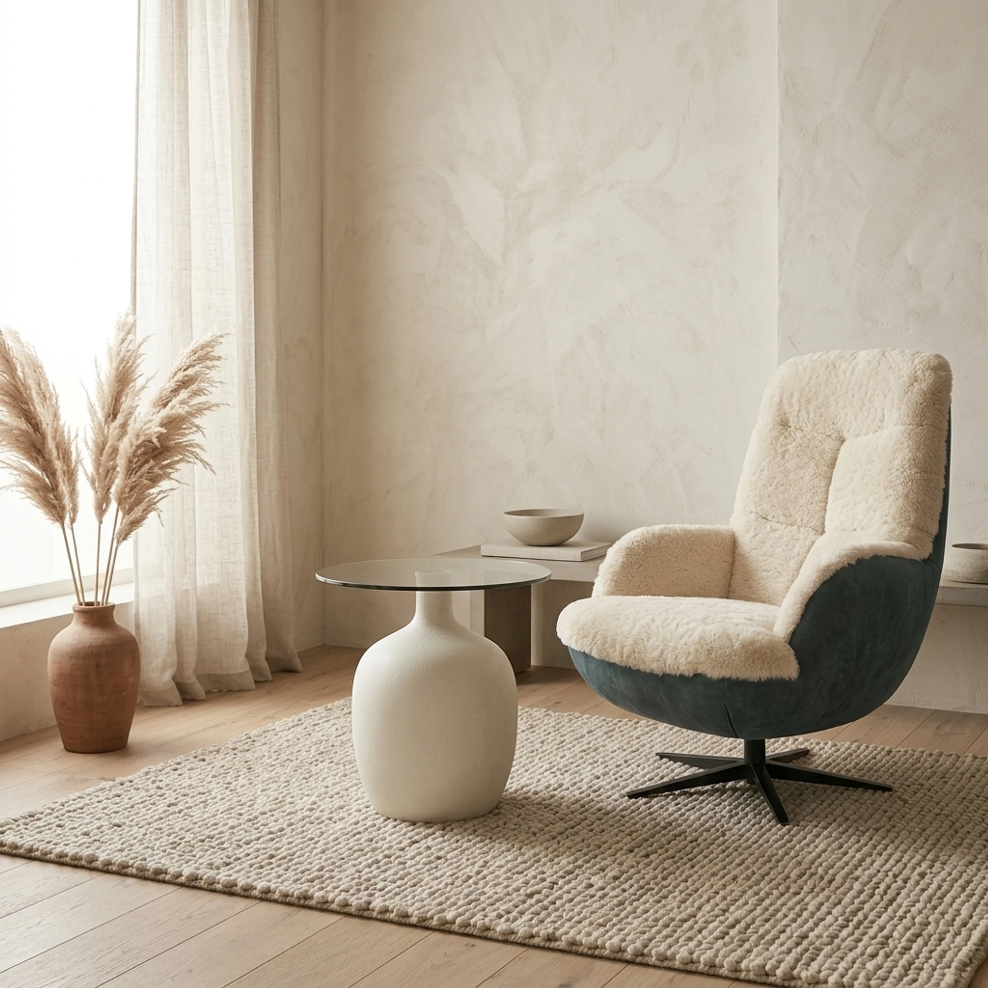 Side table Vigo glass off-white 45 cm - Tower Living