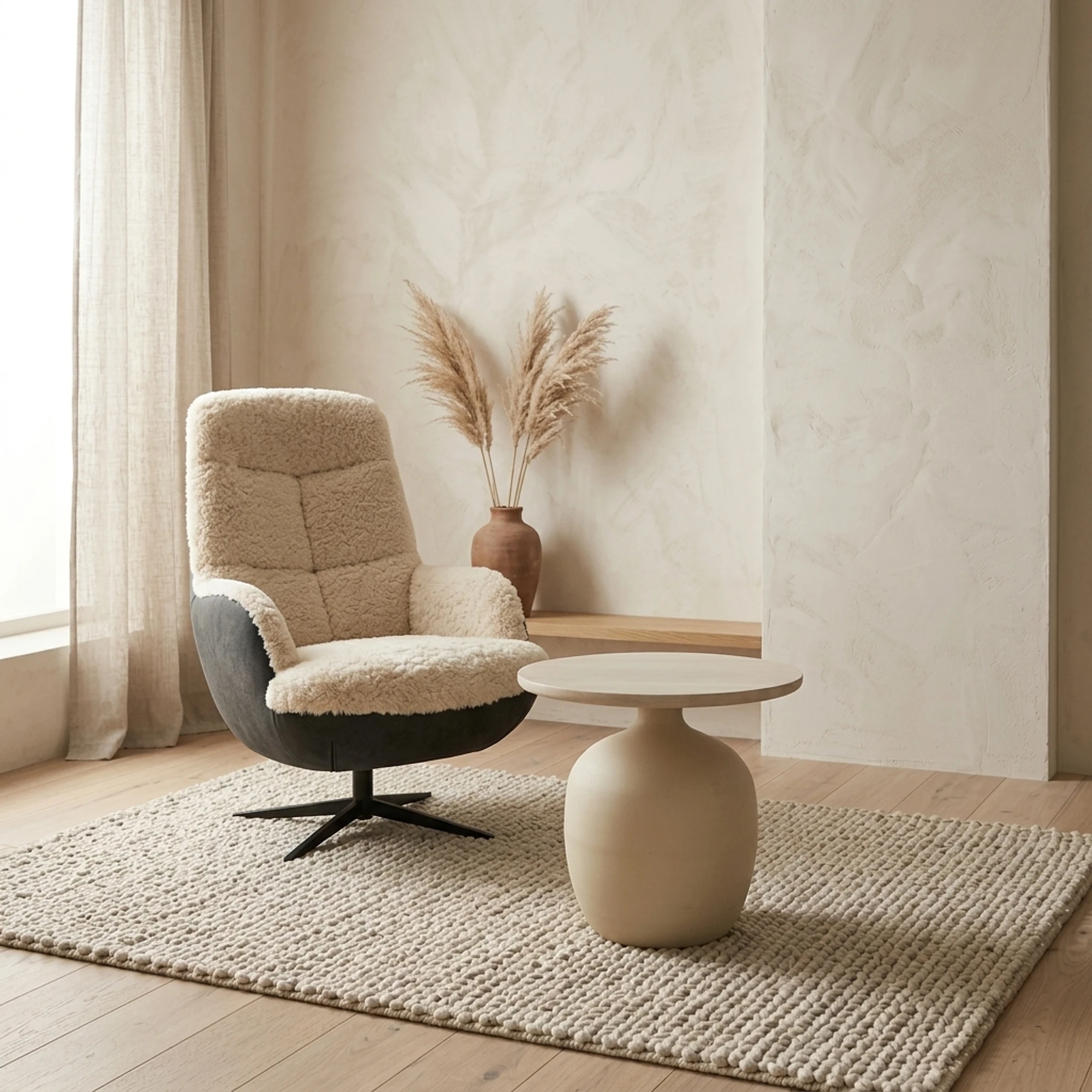 Side table Vigo white round 45 cm - Tower Living