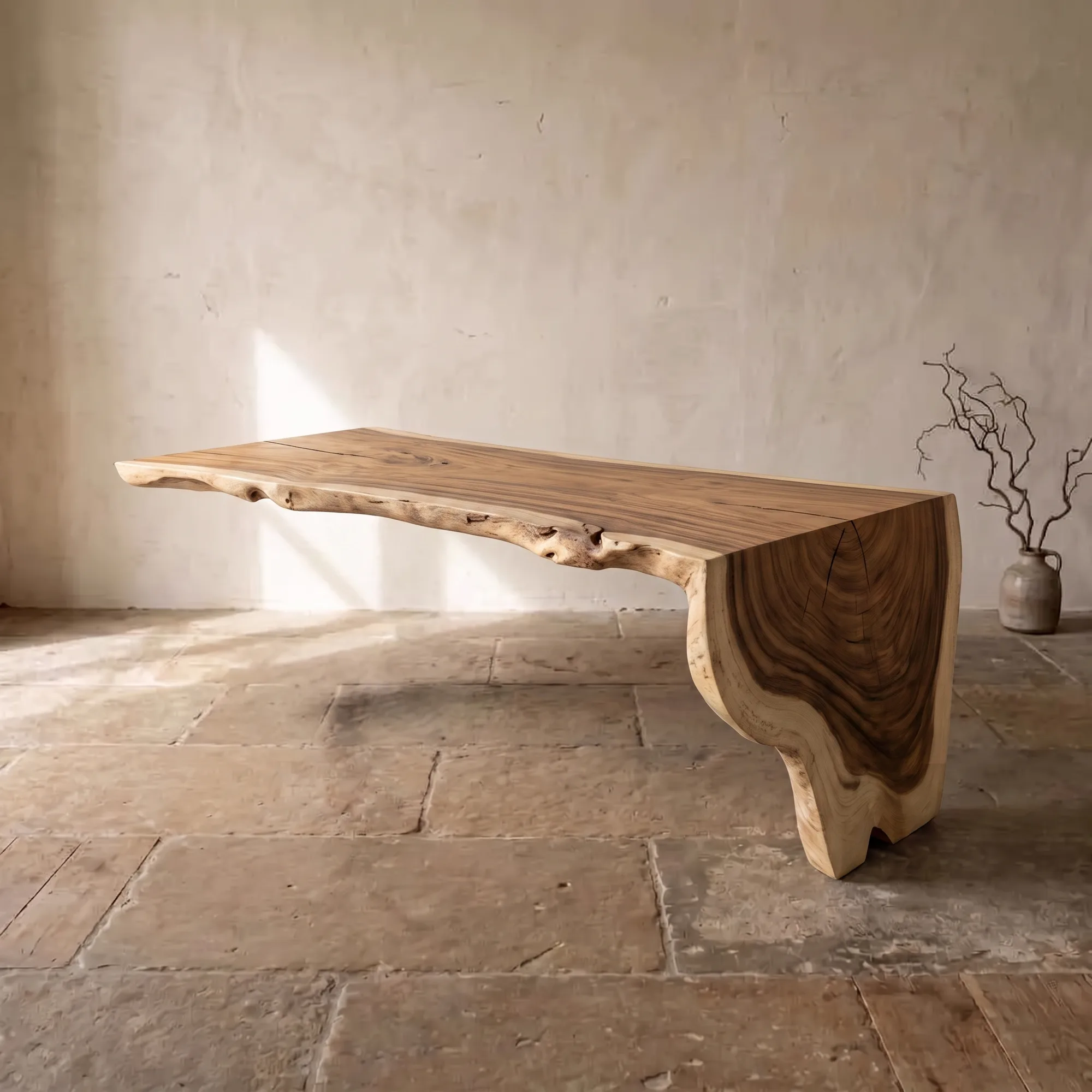 Waterfall tree trunk table suar wood | 260 cm (Natural) - World of Brosi