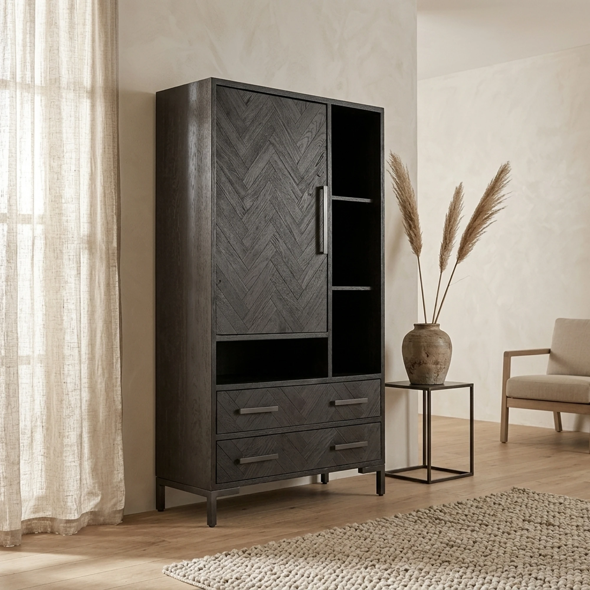 Ziano Storage Cabinet black 100 cm - Tower Living