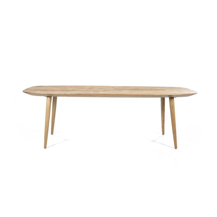 Esstisch Tabassum Recycled Teak auf weißem Hintergrund, von vorne fotografiert - Eleonora
