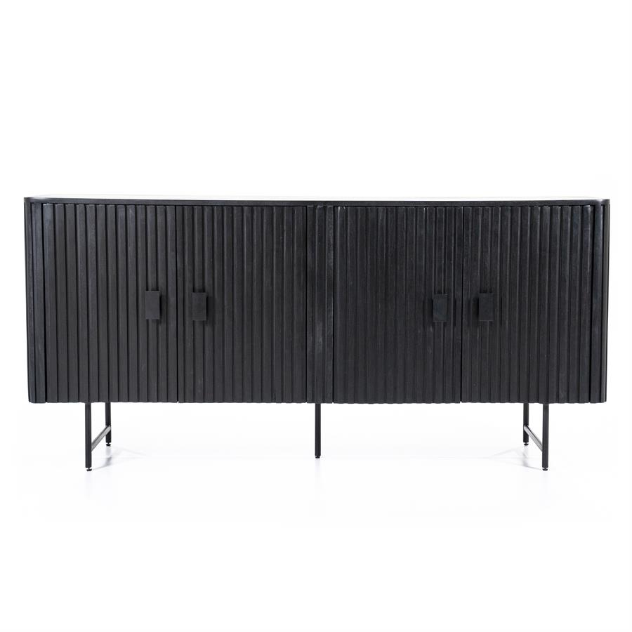 Sideboard Remi 4 doors black Mango wood - Eleonora