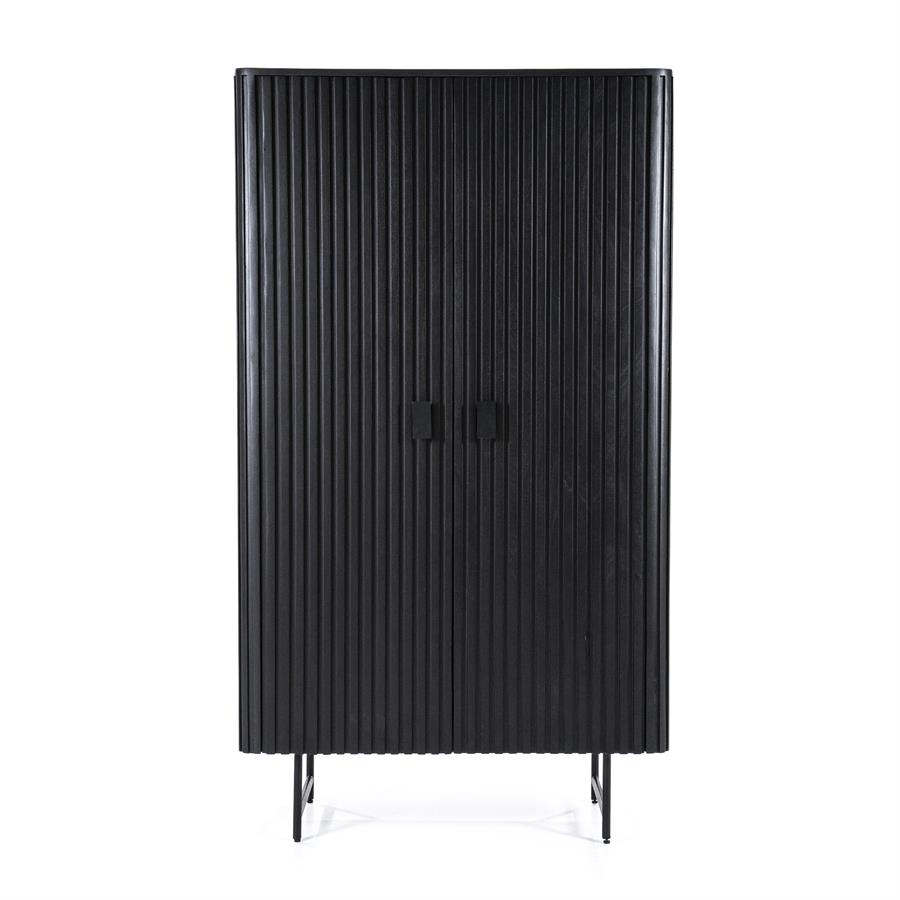 Cabinet Remi 2 doors black Mango wood - Eleonora