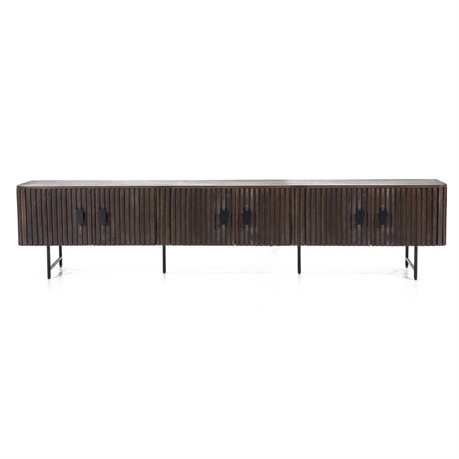 TV unit Remi 6 drs. brown Mango Wood - Eleonora