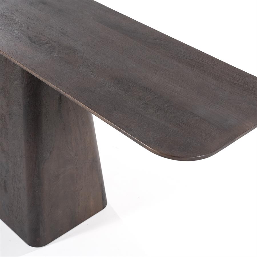 Detail des Beistelltisch Aron Mangoholz, mit der Oberseite und einem Teil des Beins auf weißem Hintergrund - Eleonora