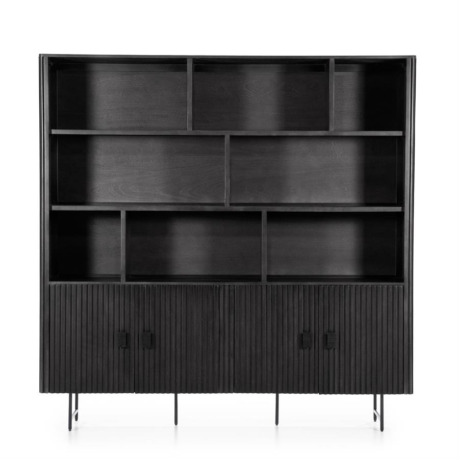 Wall Cabinet Remi black Mango Wood - Eleonora