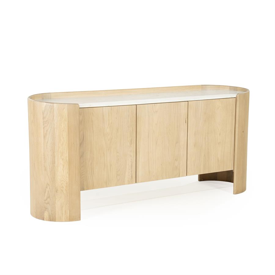 Sideboard Don Eichenholz auf weißem Hintergrund, von vorne fotografiert mit einem leichten Schatten - Eleonora