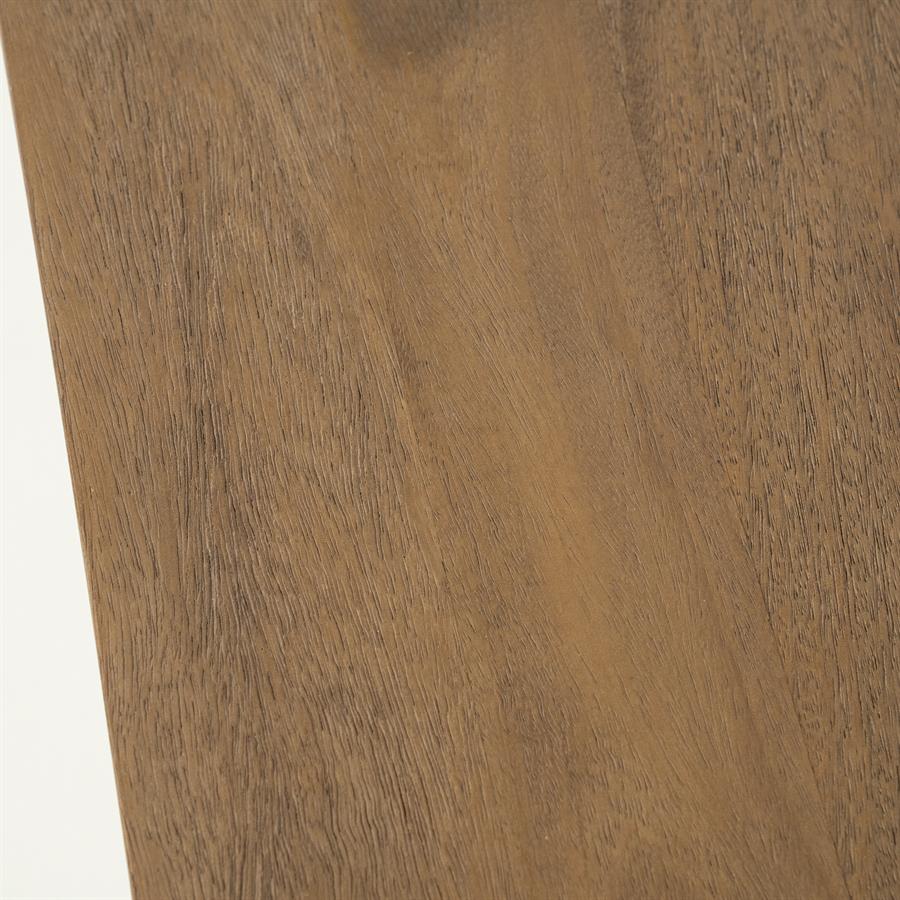 Detailaufnahme der Tischplatte des Couchtisch Edward Mangoholz, mit Holzmaserung und Textur - Eleonora