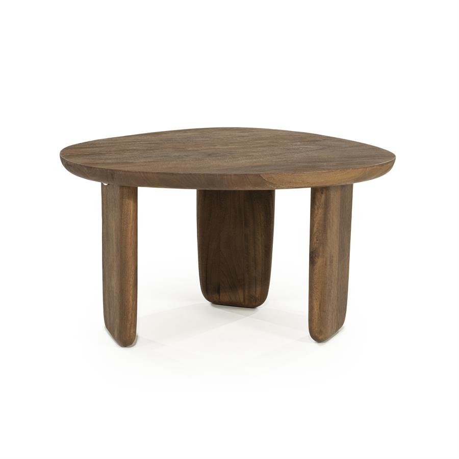 Couchtisch Maud small aus Mangoholz auf weißem Hintergrund, von oben gesehen - Eleonora