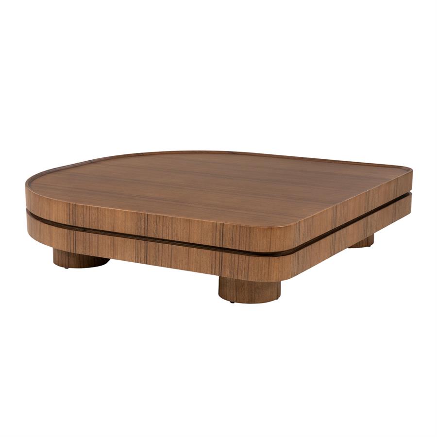 Couchtisch Arcus MDF auf weißem Hintergrund, aus einem niedrigen Blickwinkel fotografiert - Eleonora