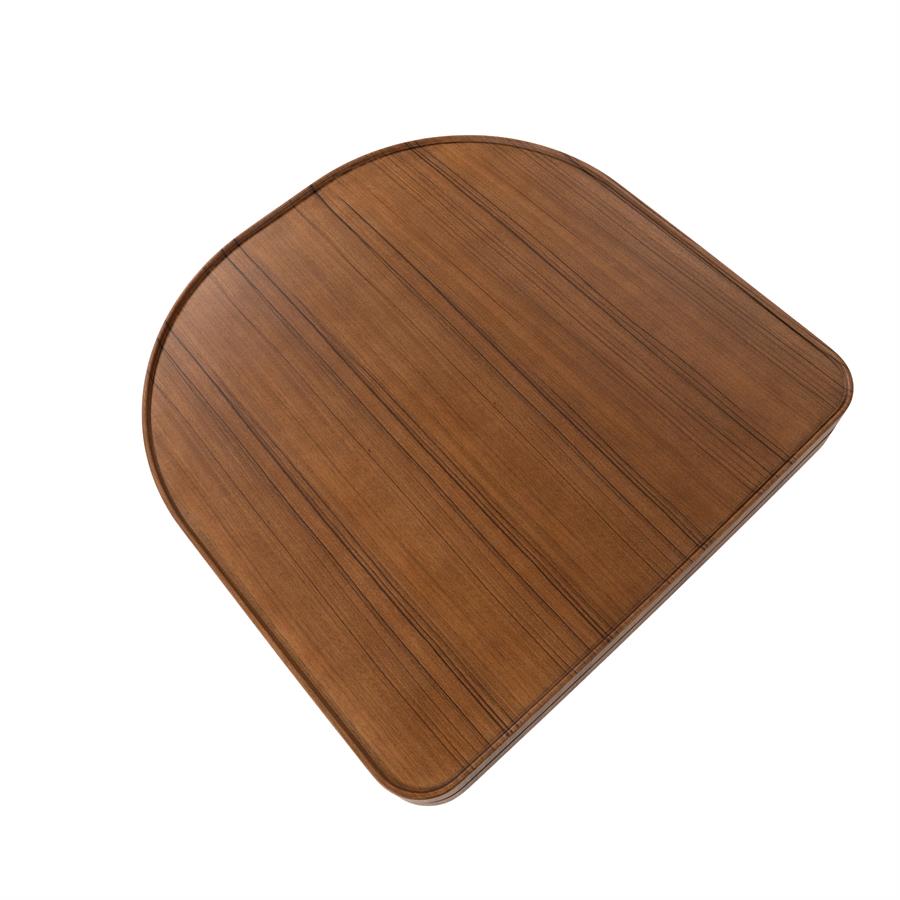Draufsicht des Couchtisch Arcus MDF auf weißem Hintergrund, mit der Holzmaserung diagonal - Eleonora