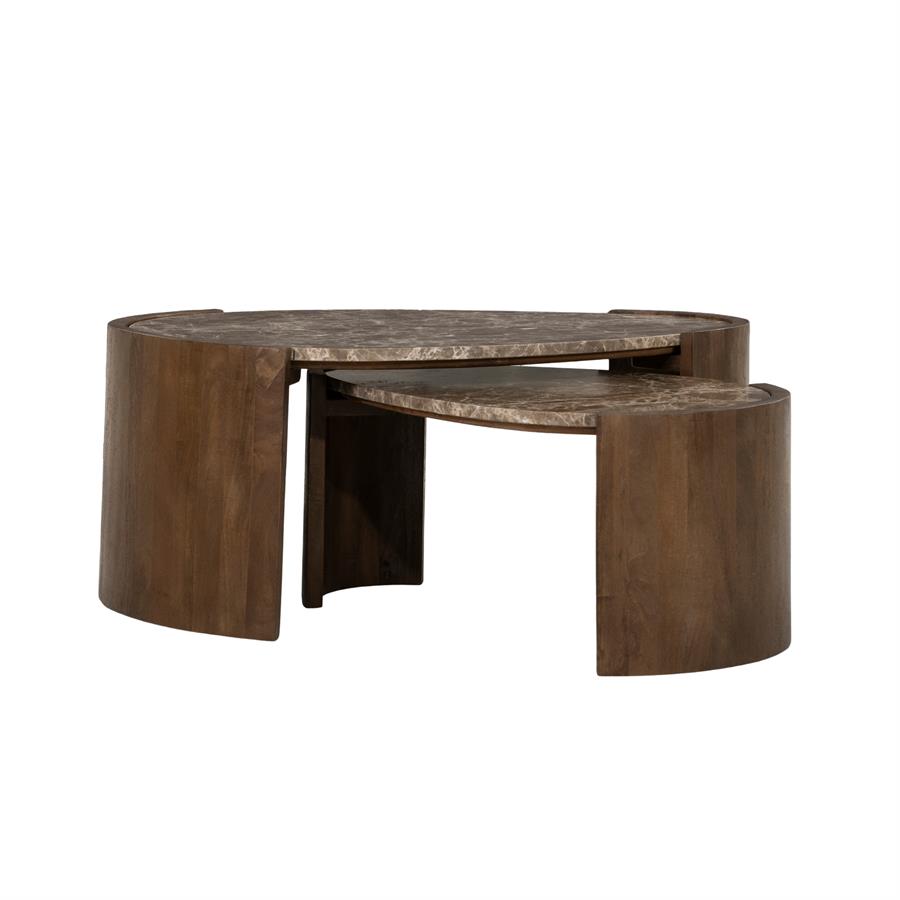 Salontafel Niklas mangohout en marmer - Eleonora