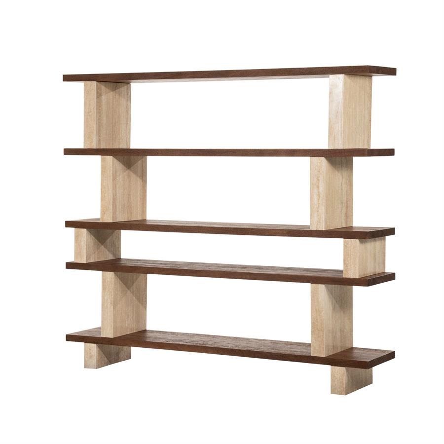 Odin Mangowood and Travertine Bookcase - Eleonora