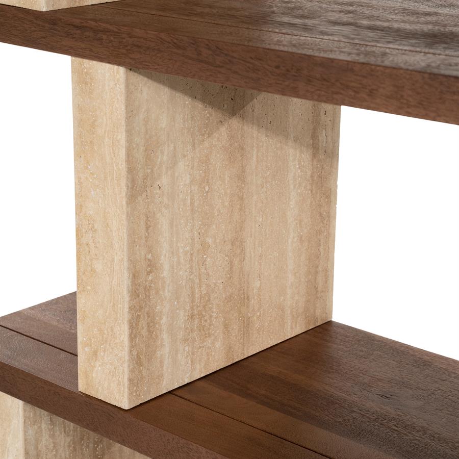 Odin Mangowood and Travertine Bookcase - Eleonora