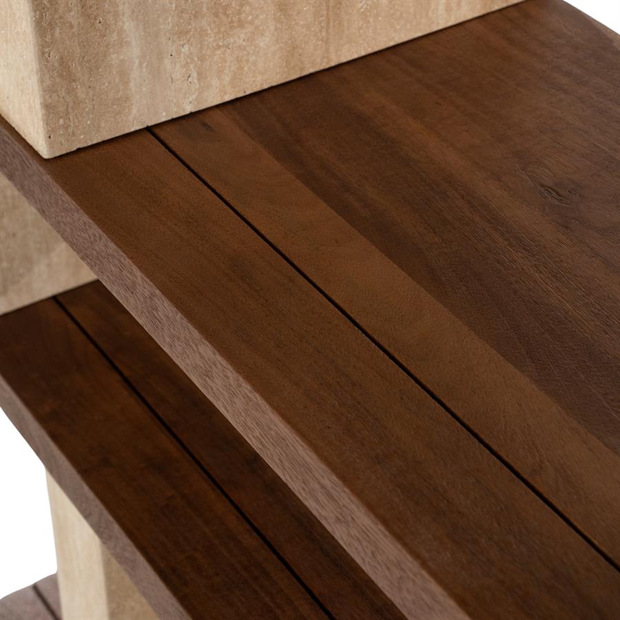 Odin Mangowood and Travertine Bookcase - Eleonora