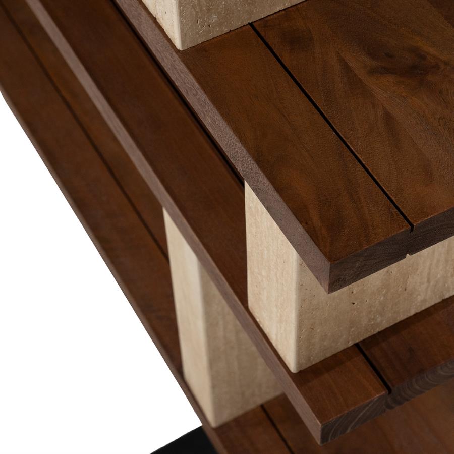 Odin Mangowood and Travertine Bookcase - Eleonora
