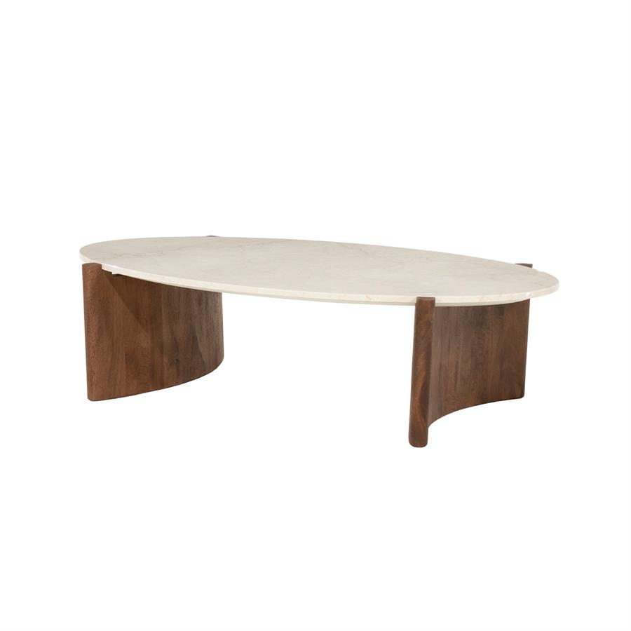 Salontafel Nomi mangohout en marmer - Eleonora