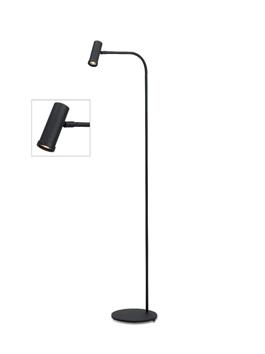 Stehlampe Tubana (Stahl - messing, Donker messing) - Mat Schwarz