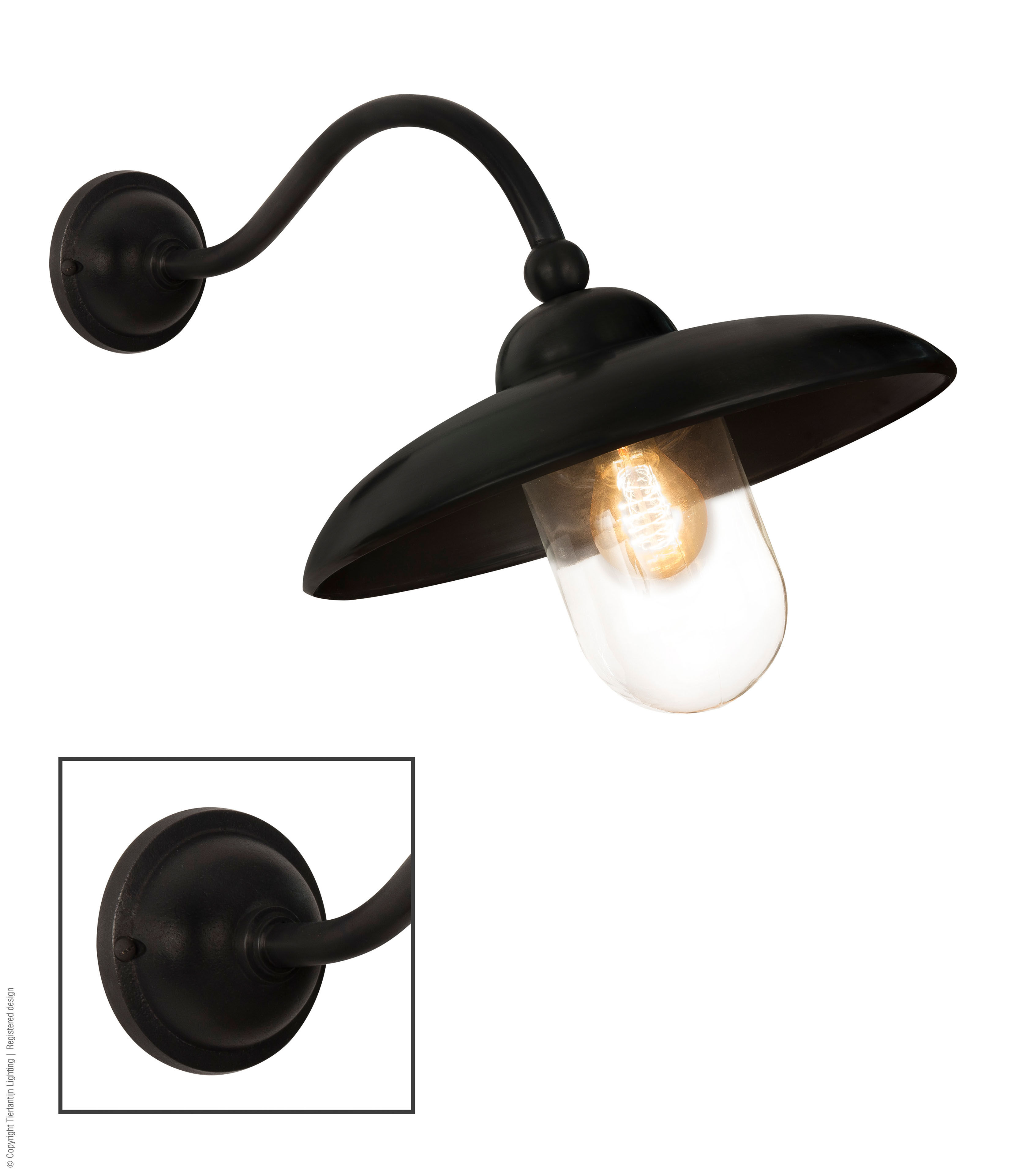Buitenlamp Lucco (Messing, Zwart) - Oblique