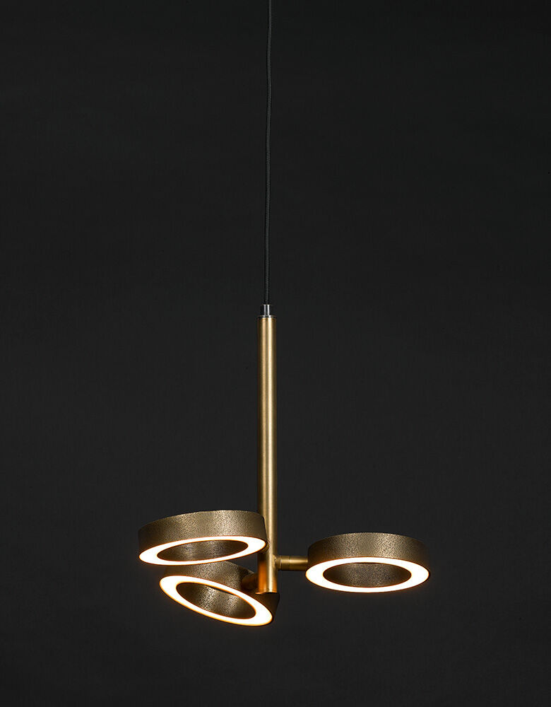 Hängeleuchte Apriro 3 (Aluminium en Stahl, Donker messing) - Frezoli