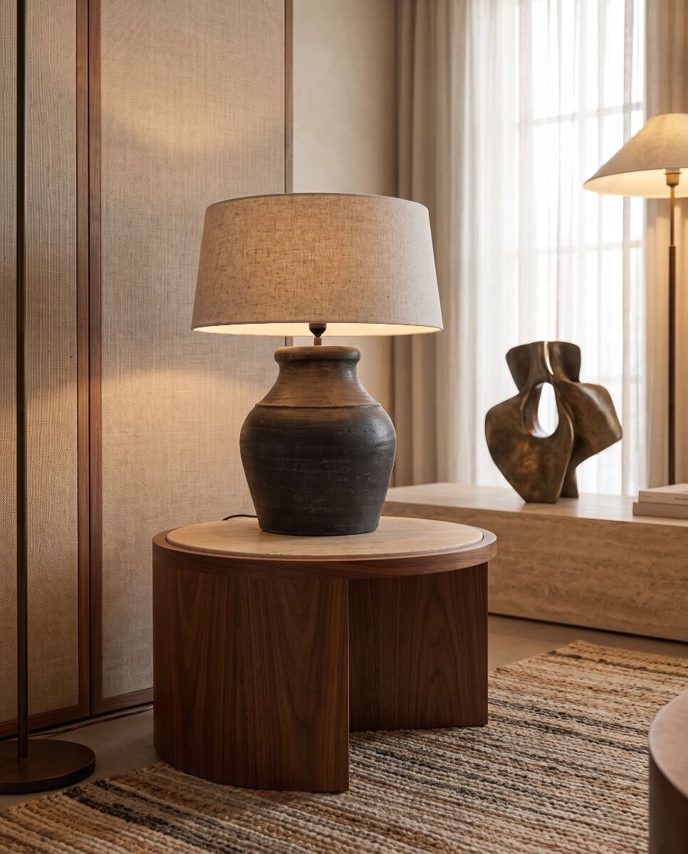 Tischlampe Hamo (Keramiek, Aged black) - Frezoli