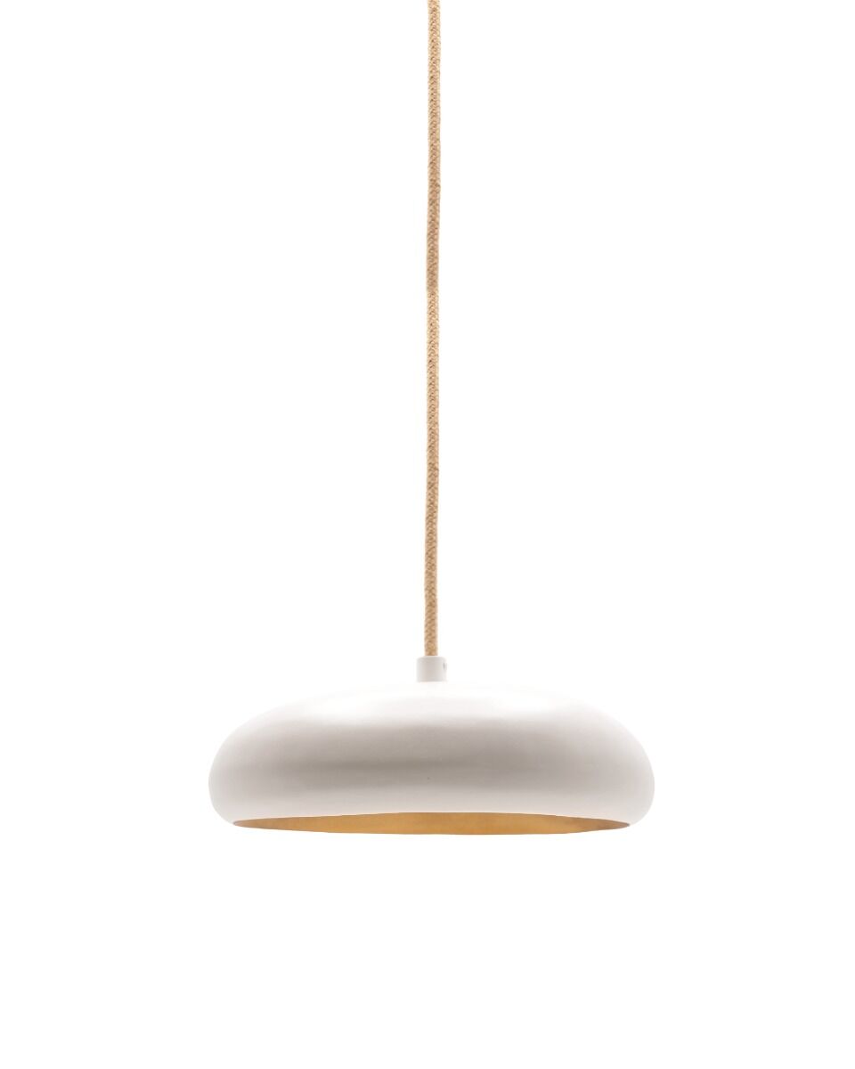 Hanglamp Pebble 1 Frezoli (Staal, Donker messing) - Off-white / Oval