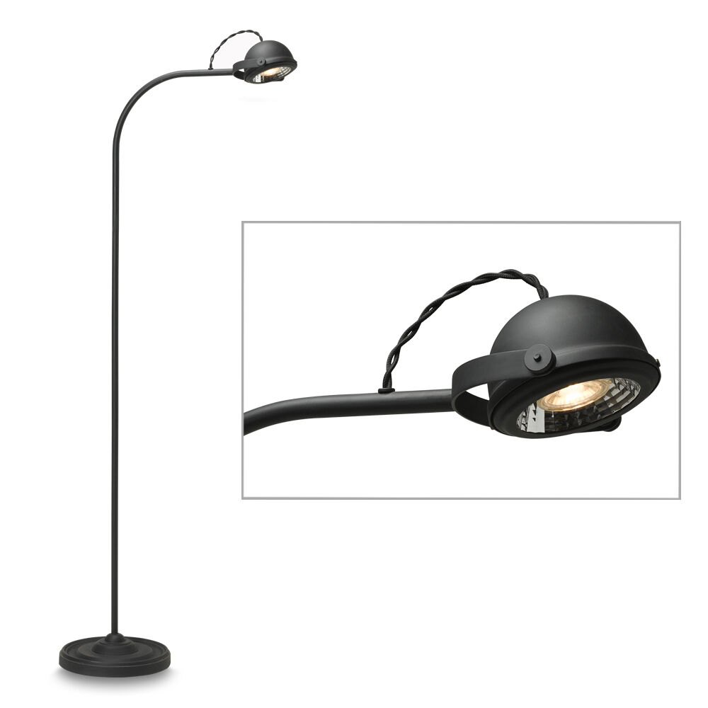 Stehlampe Lupia (Stahl, Matzwart)