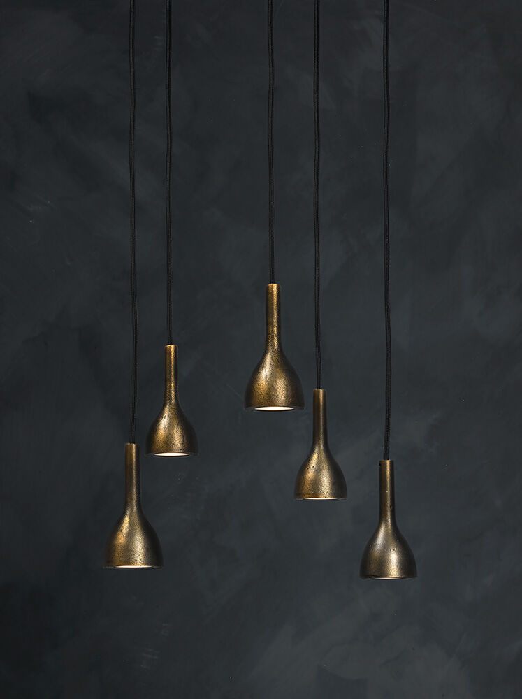 Hängeleuchte Tulipi 5 (Aluminium en Stahl, Donker messing) - Frezoli