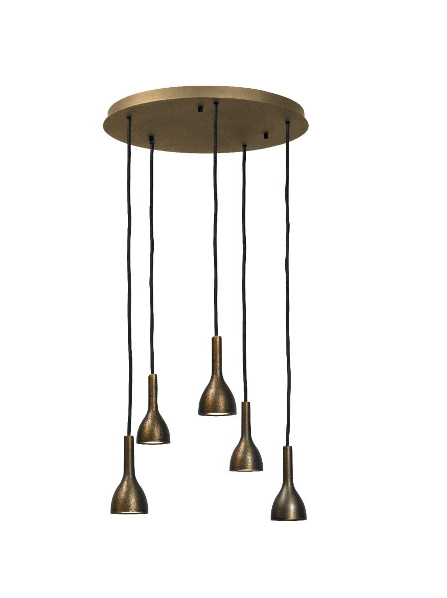 Tulipi 5 Pendant Lamp (Aluminium en staal, Donker messing) - Frezoli