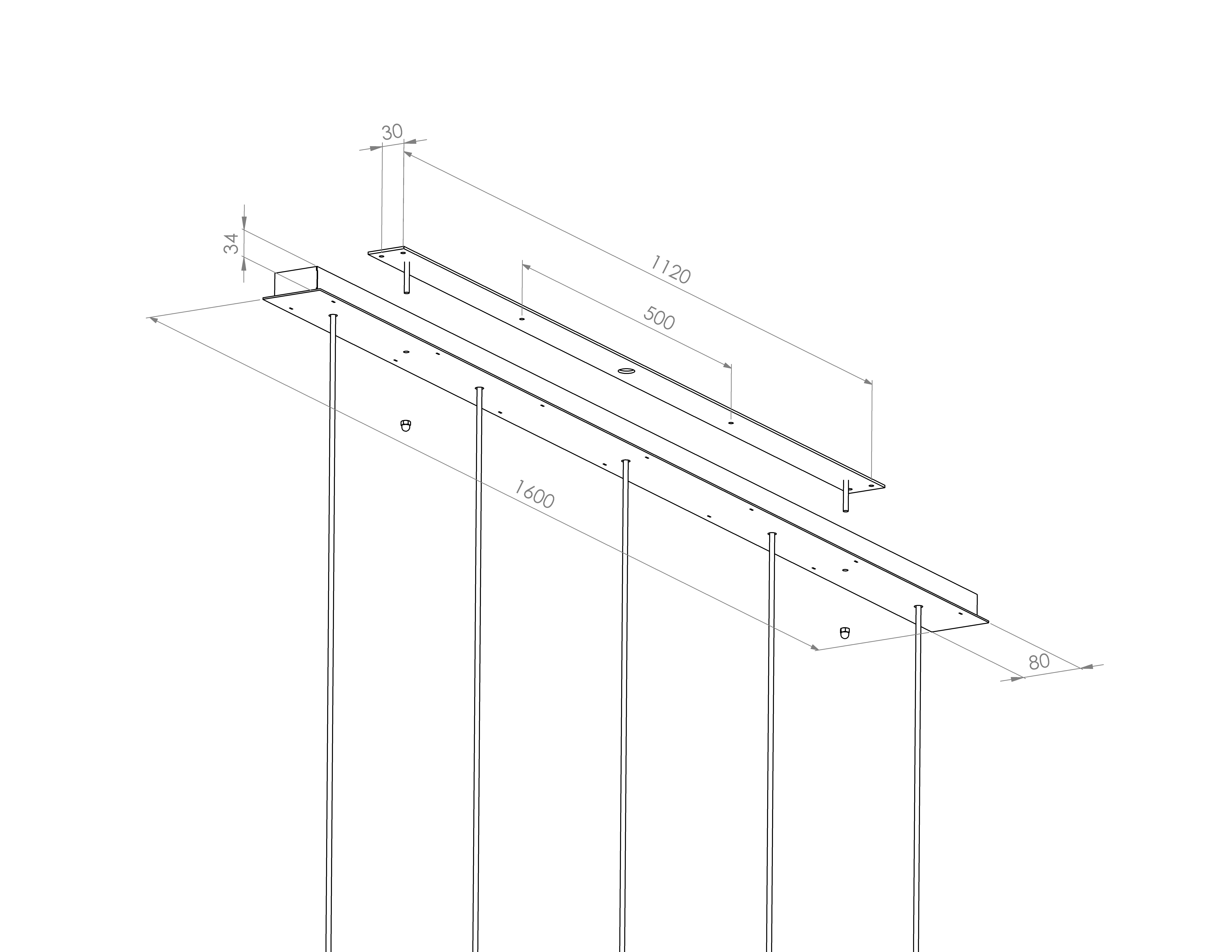 Hängeleuchte Tubino 5 linear (Messing - koper, Koper) - Frezoli