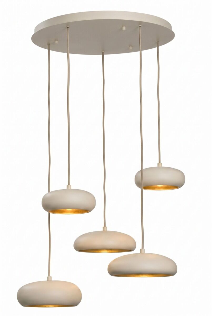 Hanglamp Pebble 5 (Staal, Donker messing) - Off-white