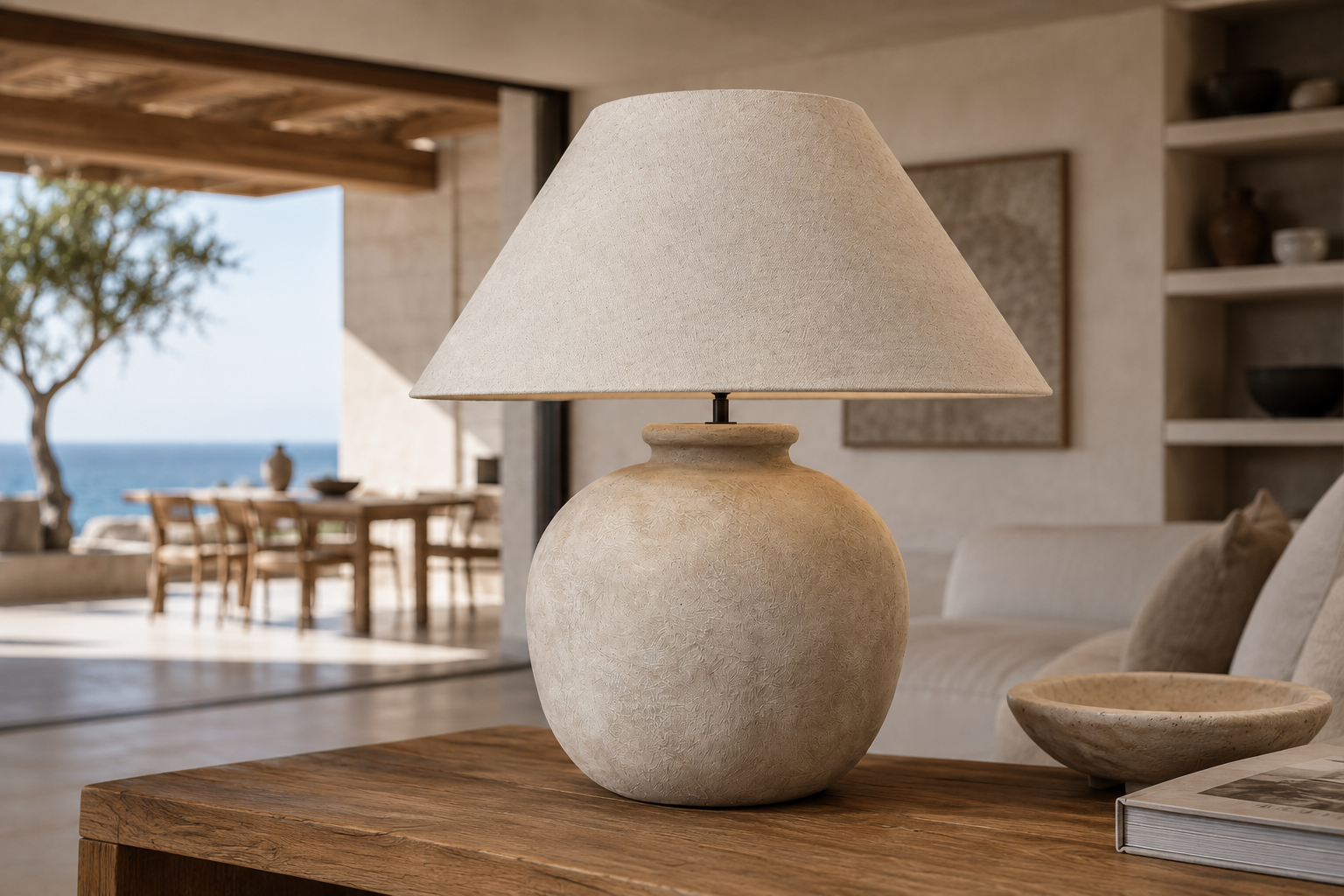 Tischlampe Tonono (Keramiek, Ecru) - Frezoli