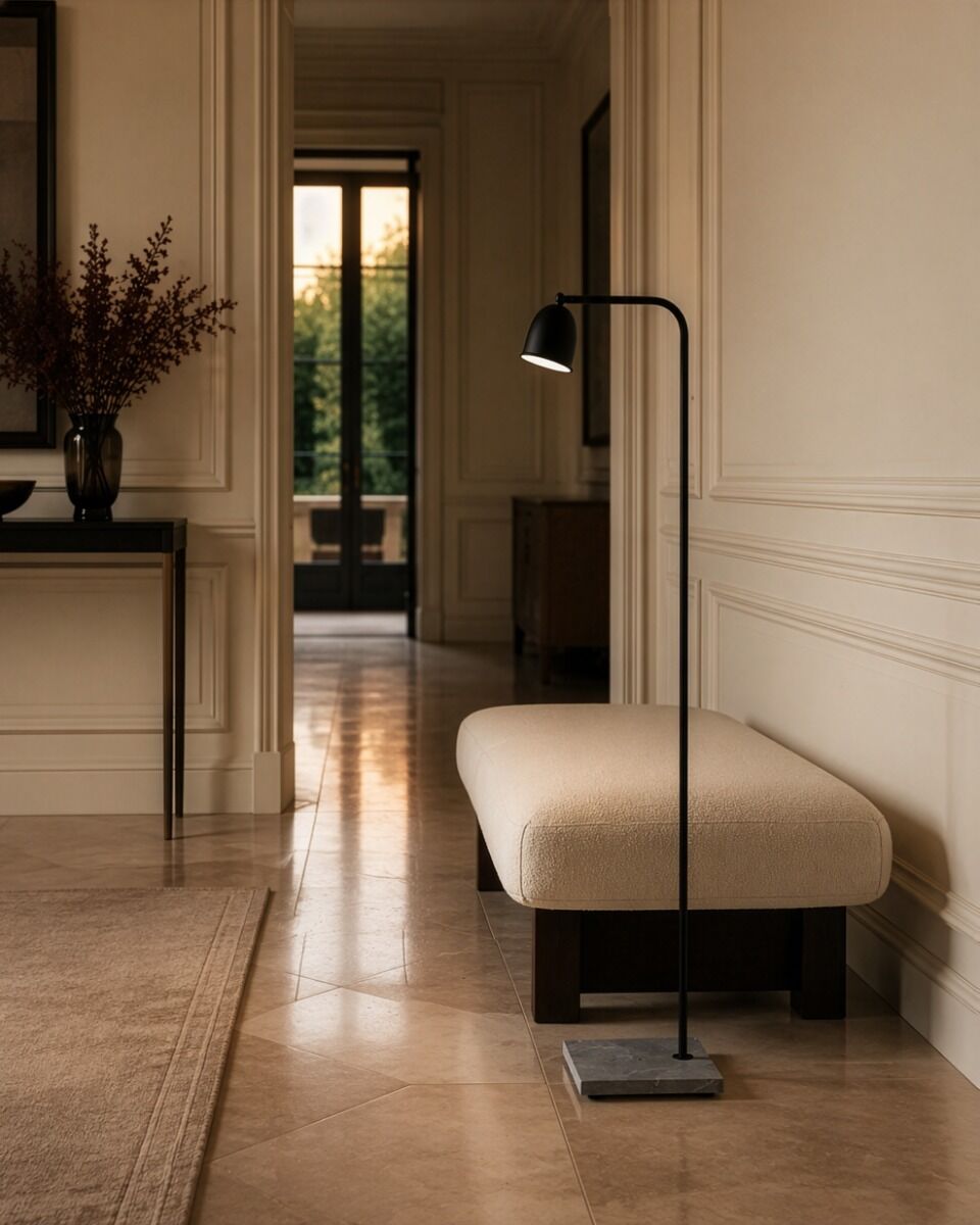 Mira Floor Lamp (Koper - staal - hardsteen, Mat zwart) - Frezoli