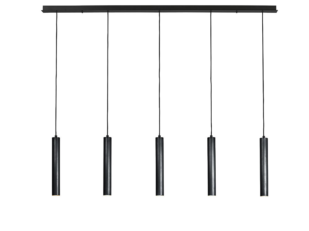 Hängeleuchte Tubino 5 linear (Messing - koper, Koper) - Schwarz