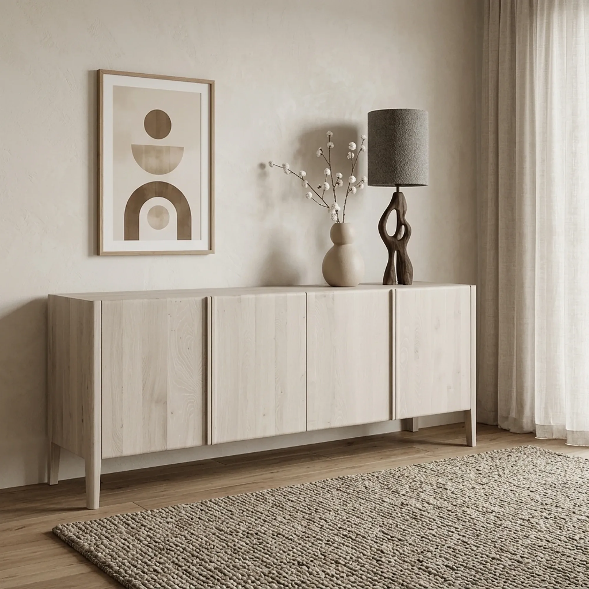 Sideboard Amalfi white wash 200 cm - Tower Living