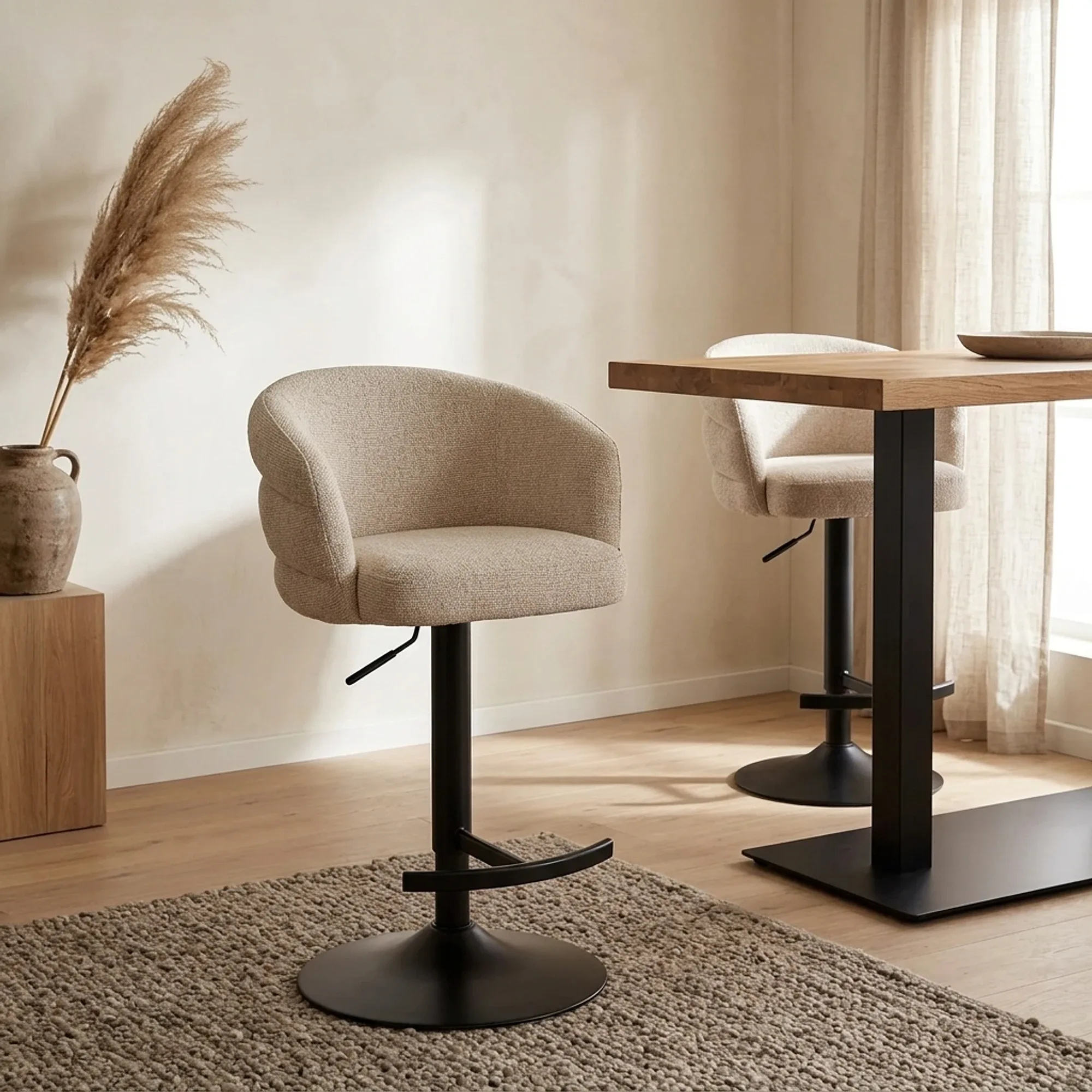 Bar Stool Nikki biscotti swivel fire retardant - Richmond Interiors