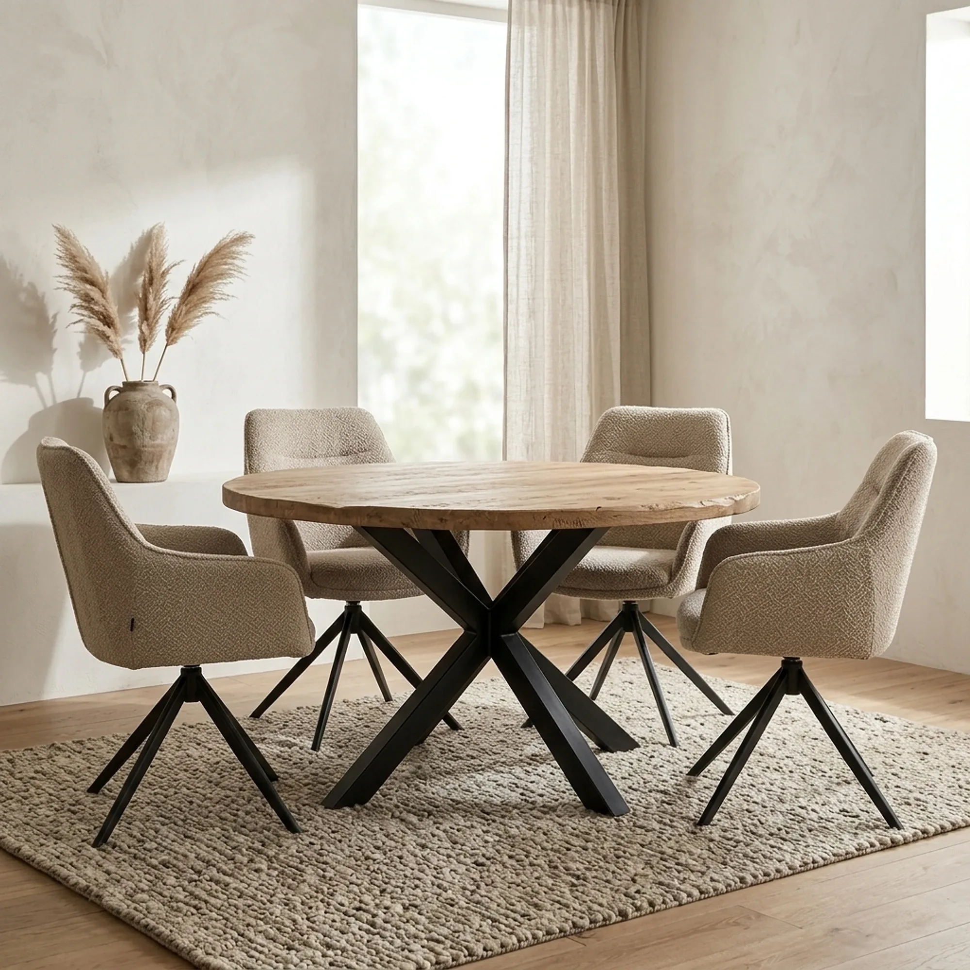 Basto dining table brown round 130 cm - Tower Living