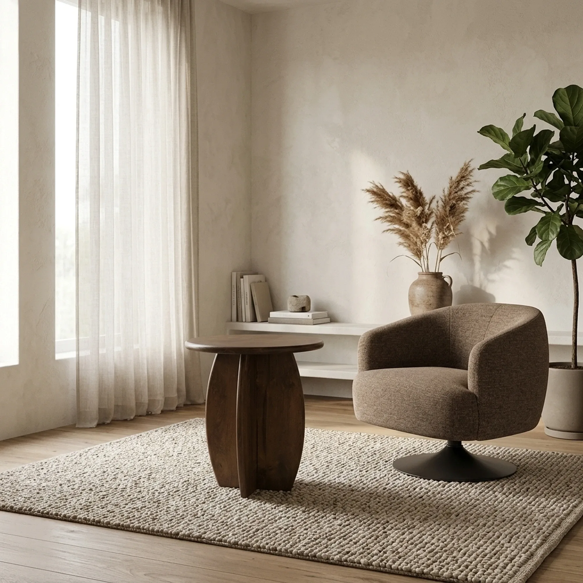 Side Table Ø50, Mango Brown Walnut, Belly Table Collection - My Sons