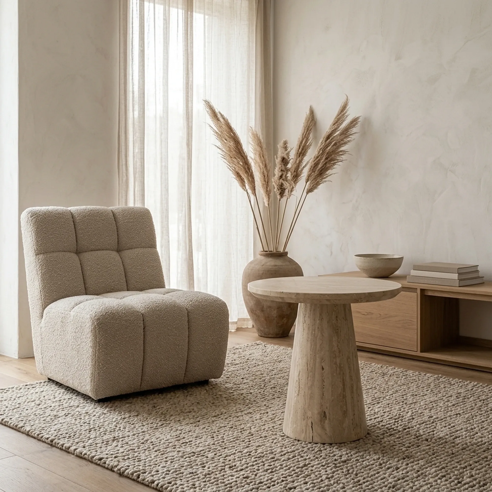 Side table Aime 45x45 Travertine - Eleonora