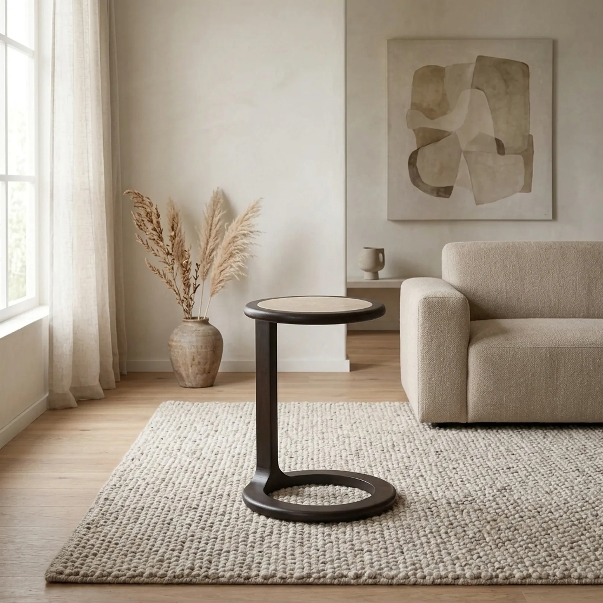 Bijzettafel Vinn Bruin Travertin 55 cm - Starfurn