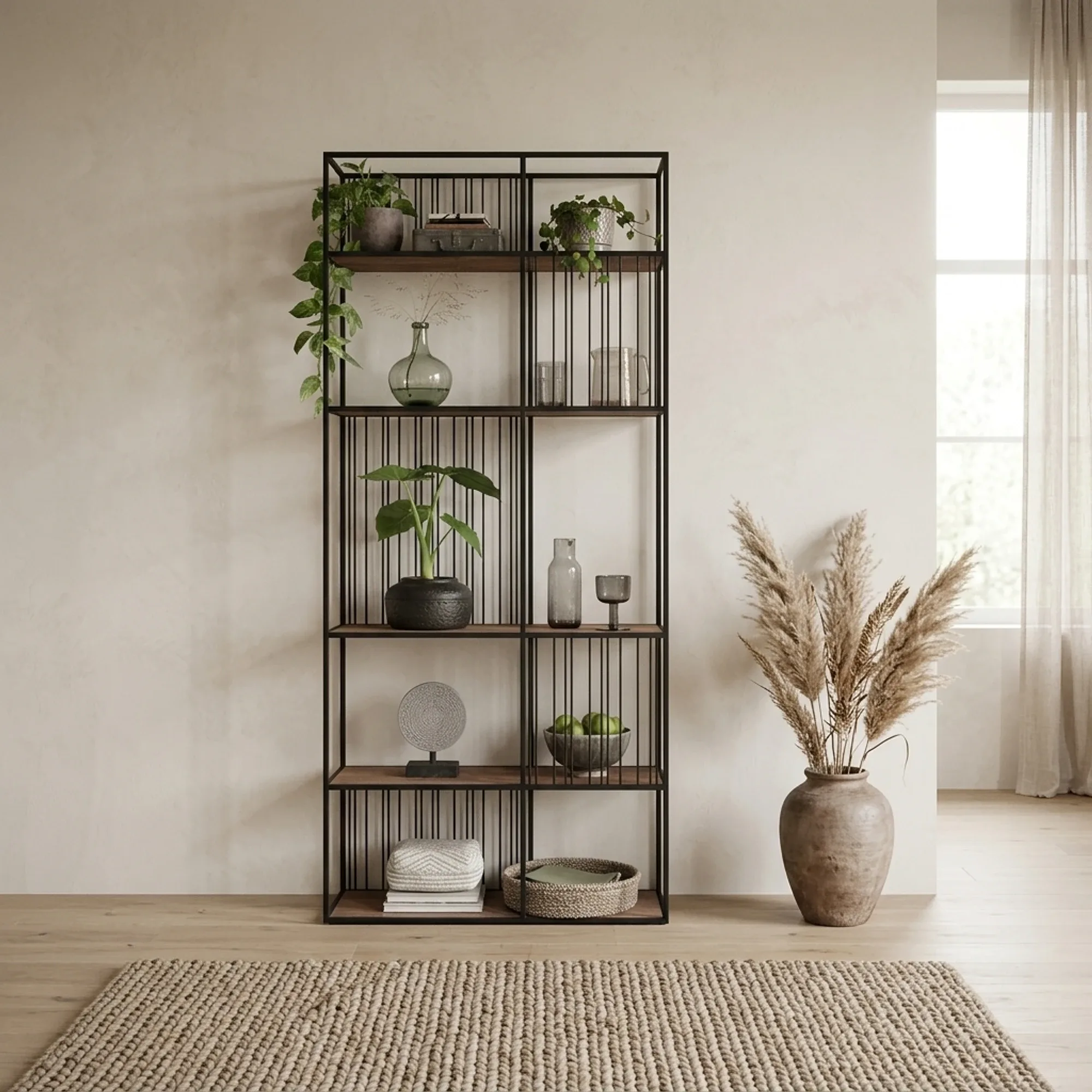 Bookcase Barra (Metal, Brown) - DTP Home