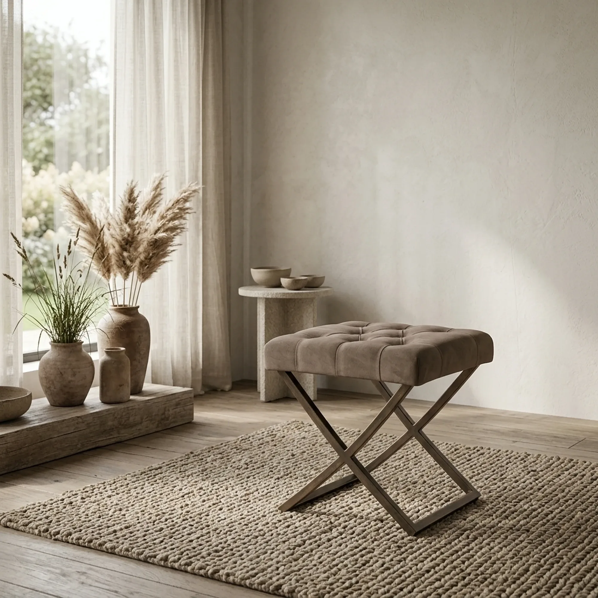 Poef Bolton fabric genova taupe 101 - Tower Living