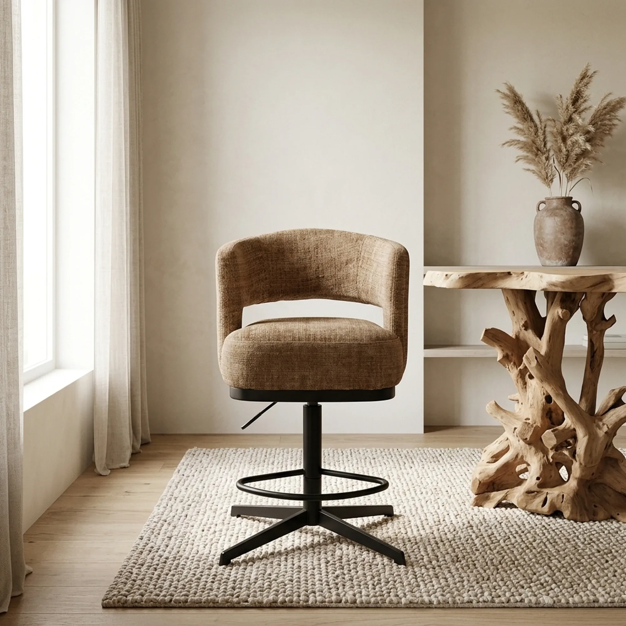 Barstuhl Bruce - drehbar 360 - Cremona - Cinnamon 18 - My Sons