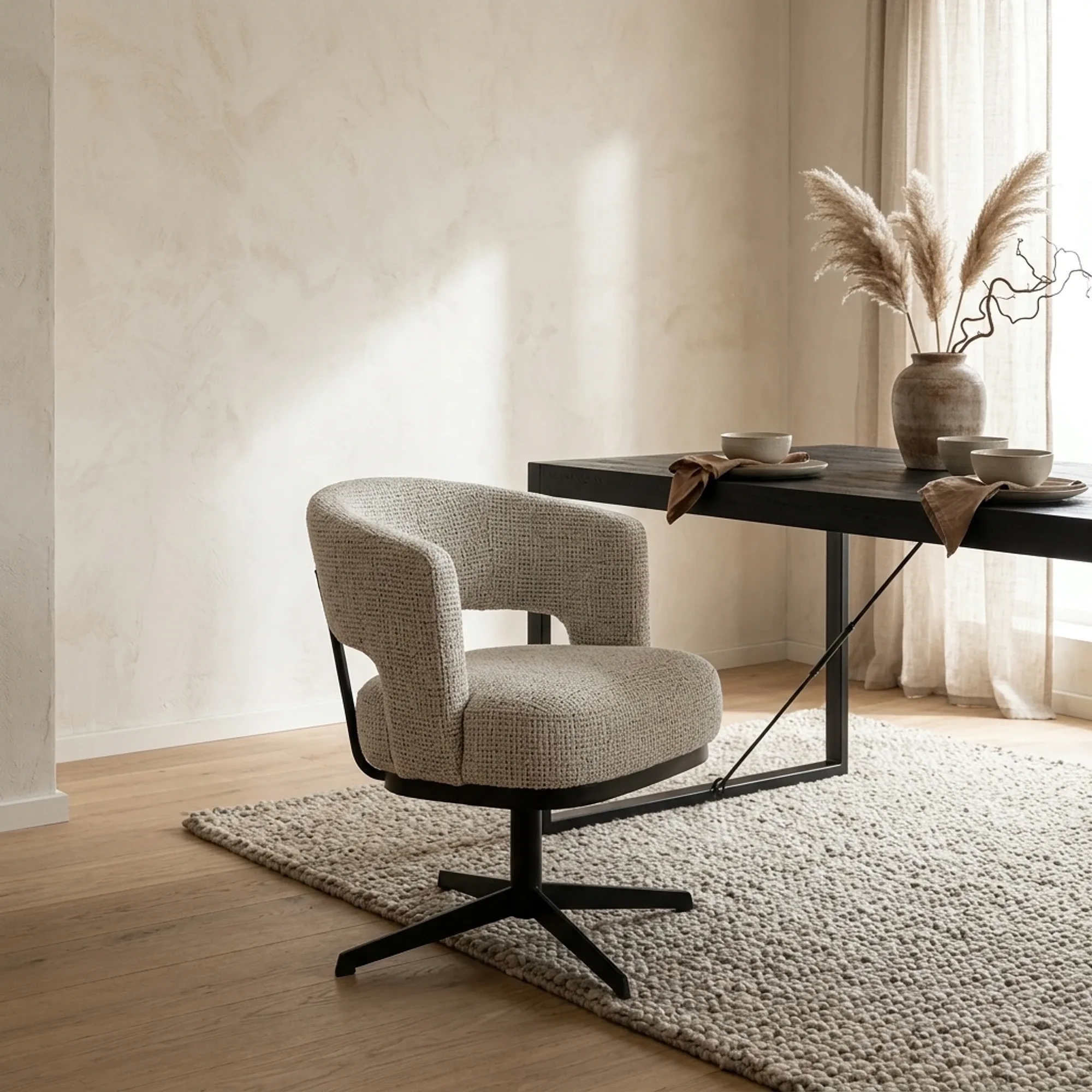 Bruce Dining Chair 360 Swivel Base Coco Salt 'n Pepper 80 - My Sons