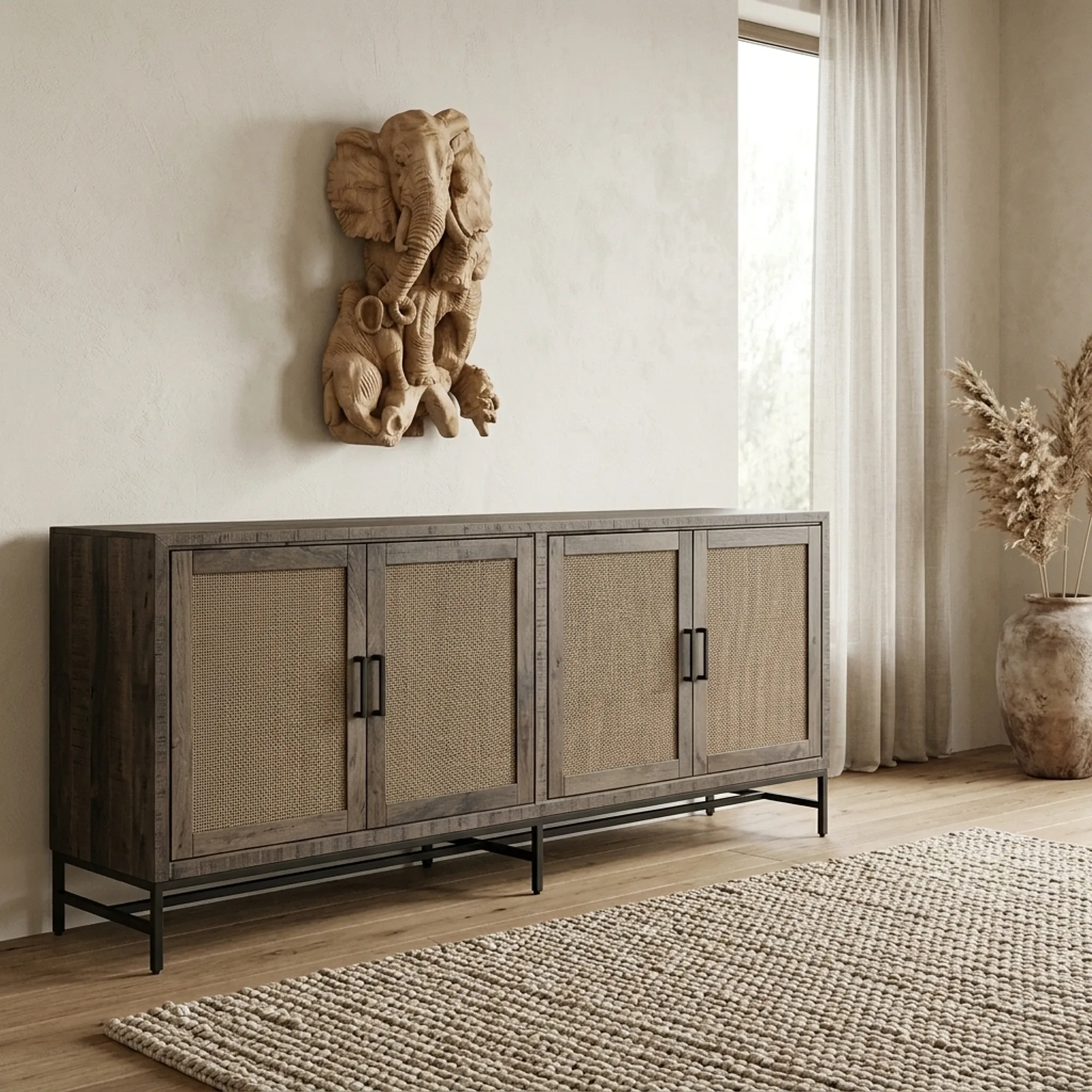 Dressoir Carini zwart 200 cm - Tower Living